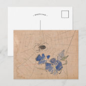 Spin en web met blauwe bloemen | Joseph Crawhall Briefkaart (Voorkant / Achterkant)
