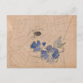 Spin en web met blauwe bloemen | Joseph Crawhall Briefkaart (Voorkant)
