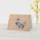 Spin en web met blauwe bloemen | Joseph Crawhall Kaart (Gele Bloem)
