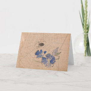 Spin en web met blauwe bloemen   Joseph Crawhall Kaart
