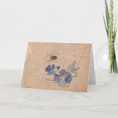Spin en web met blauwe bloemen | Joseph Crawhall Kaart (Voorkant)