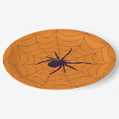 Spin en web op oranje feestje papieren bordje (Gekanteld)