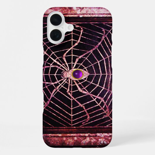 SPIN EN WEB Paarse Amethist Zwart iPhone Hoesje (Achterkant)