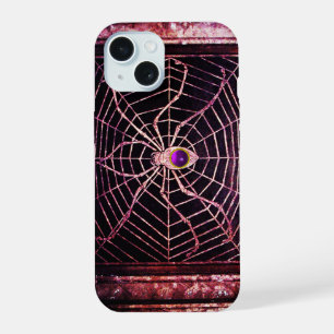 SPIN EN WEB Paarse Edelsteen Zwart iPhone 15 Hoesje