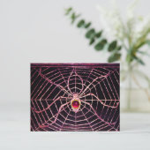 SPIN EN WEB Roze Fuchsia Robijn Zwart Briefkaart (Staand voorkant)