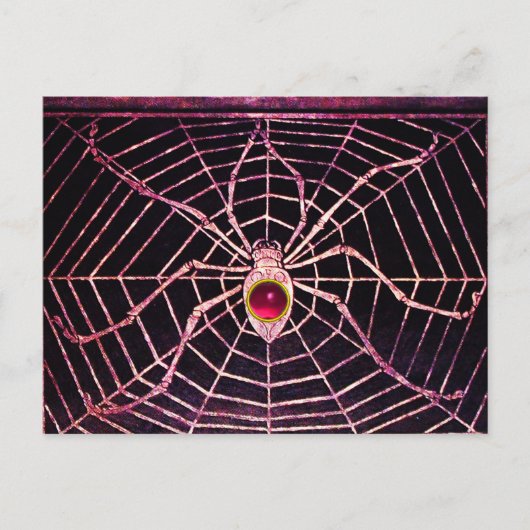 SPIN EN WEB Roze Fuchsia Robijn Zwart Briefkaart (Voorkant)