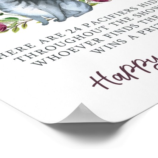 Spin-Fect Baby shower Pacifier Hunt Game Poster (Hoek)