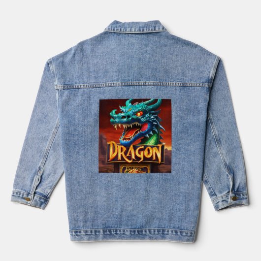 Spin Fire, Win Big - Jackpot Dragon Dames Denim Jacket (Achterkant)