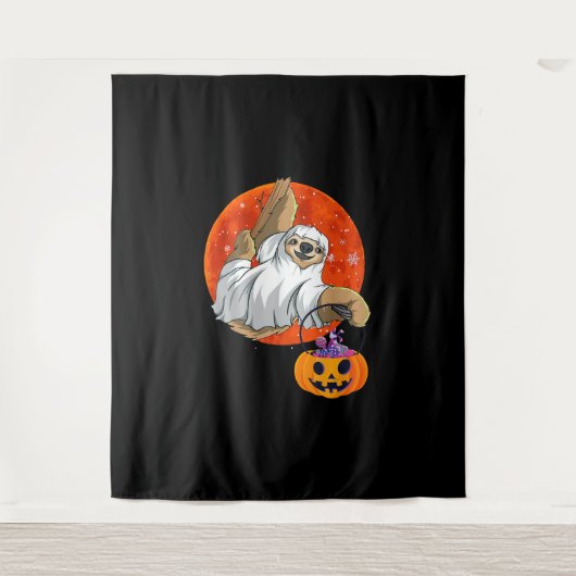 Spin Geschenk | Boo Halloween Met Pompoen Wandkleed (Voorkant)