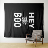 Spin Geschenk | Hey Boo Halloween Grappige Spinnen Wandkleed (In Situ (horizontaal))