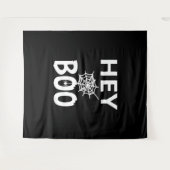 Spin Geschenk | Hey Boo Halloween Grappige Spinnen Wandkleed (Voorkant (horizontaal))