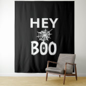 Spin Geschenk | Hey Boo Halloween Grappige Spinnen Wandkleed (In situ)