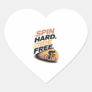 Spin Hard Ride Free Fietsen T-shirt Hart Sticker