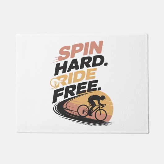Spin Hard Ride Gratis Fietsen T-shirt Deurmat (Voorkant)