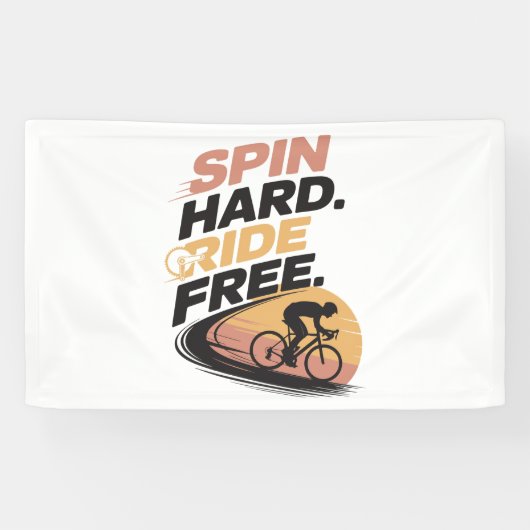 Spin Hard Ride Gratis Fietsen T-shirt Spandoek (Horizontaal)