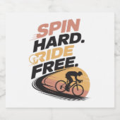 Spin Hard Ride Gratis Fietsen T-shirt Sparkling Wijnetiket (Enkel label)