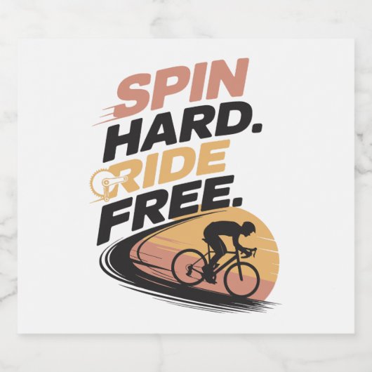 Spin Hard Ride Gratis Fietsen T-shirt Sparkling Wijnetiket (Enkel label)