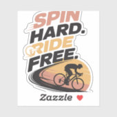 Spin Hard Ride Gratis Fietsen T-shirt Sticker (Vel)