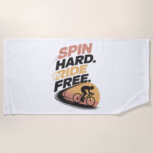 Spin Hard Ride Gratis Fietsen T-shirt Strandlaken (Voorkant)