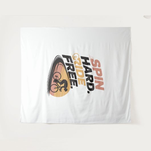 Spin Hard Ride Gratis Fietsen T-shirt Wandkleed (Voorkant (horizontaal))