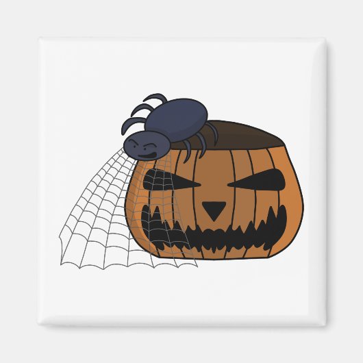 Spin in het web in de halloween pompoen magneet (Voorkant)