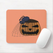 Spin in het web in de halloween pompoen muismat (Met muis)