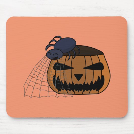 Spin in het web in de halloween pompoen muismat (Voorkant)