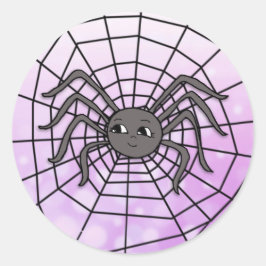 Spin in Spider Web Halloween Spooky Party Ronde Sticker