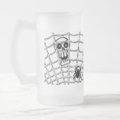 Spin in Web met Schedel Matglas Bierpul (Links)