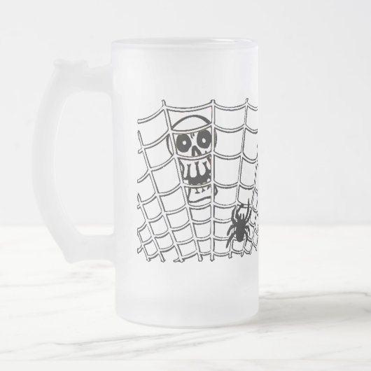 Spin in Web met Skull Matglas Bierpul (Links)