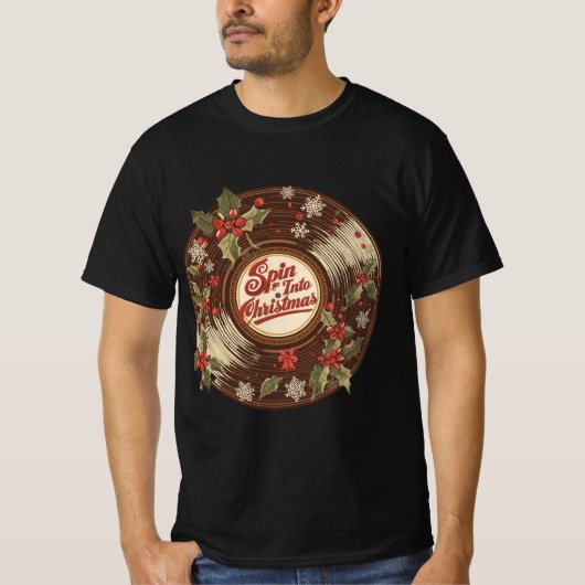 Spin Into Christmas – Fun Holiday Design T-shirt (Voorkant)