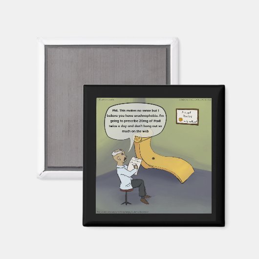 Spin met Arachofobie grappige komiek Magneet (Voorkant / Achterkant)