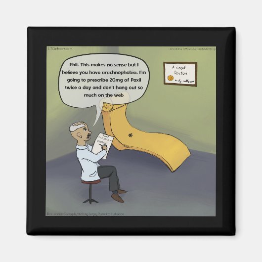 Spin met Arachofobie grappige komiek Magneet (Voorkant)