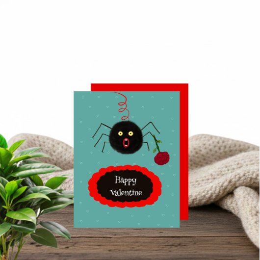 Spin met roos feestdagenkaart