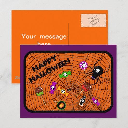 Spin met snoepjes briefkaart (Voorkant / Achterkant)