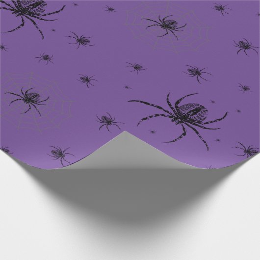 Spin op Paars Halloween-pakpapier Cadeaupapier (Hoek)