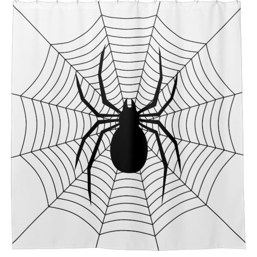 Spin op web zwart-wit Halloween patroon Douchegordijn (Voorkant)