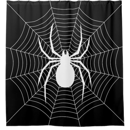 Spin op web zwart-wit Halloween patroon Douchegordijn (Voorkant)