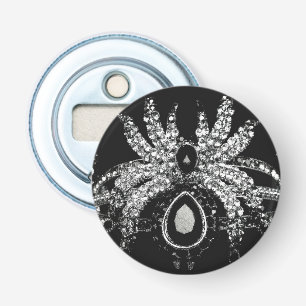 Spin rhinestone diamant look en zwarte tarantula button flesopener