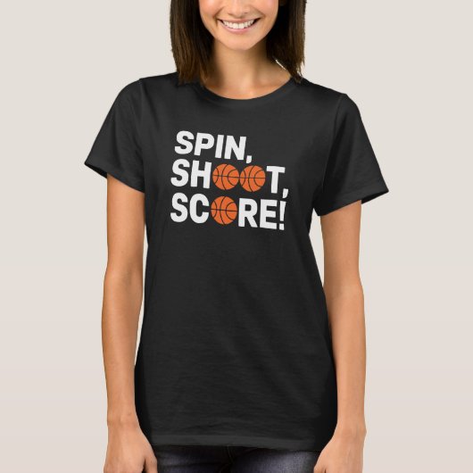 Spin, Shoot, Score! - Wheelchair Basketball T-shirt (Voorkant)