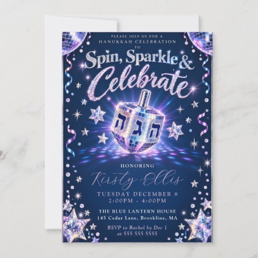Spin Sparkle Hanukkah Kaart (Voorkant)