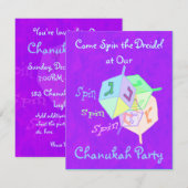Spin Spin Dreidel Chanukah Party Kaart (Voorkant / Achterkant)