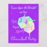 Spin Spin Dreidel Chanukah Party Kaart<br><div class="desc">Veelvoudige multicolored het spinnen drogers met de woorden "centrifuge". Chanoekasontwerp. Aangepaste Chanoekaaruitnodiging - vul gewoon je eigen informatie in.</div>