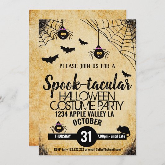 Spin Spooky Halloween Party Spook-Tacular Kaart (Voorkant / Achterkant)