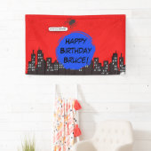 Spin-superheld strip verjaardag spandoek (Insitu)