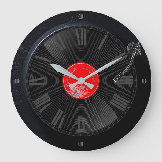Spin Time: Retro Turntable Clock Grote Klok (Voorkant)