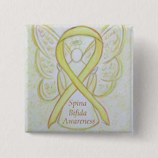 Spina Bifida Angel Awareness Ribbon Pins Vierkante Button 5,1 Cm (Voorkant)