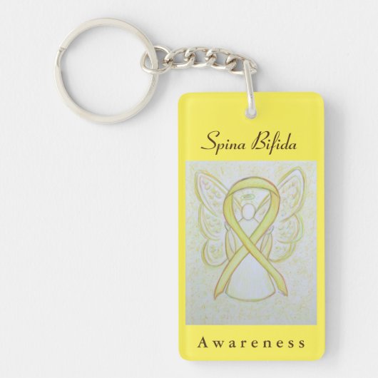 Spina Bifida Awareness Ribbon Angel Sleutelhanger (Voorkant)
