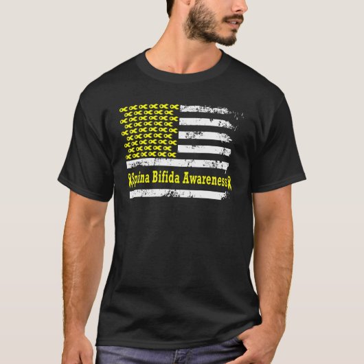 Spina Bifida Awareness USA Flag American Yellow Su T-shirt (Voorkant)