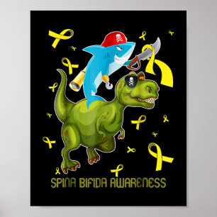 Spina bifida bewustzijn haai en dinosaurus poster